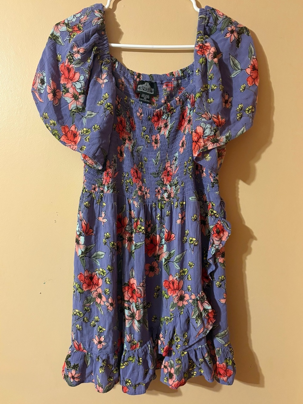 Floral Purple Flutter Sleeve Women’s Dress